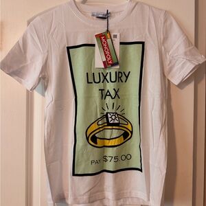 Zara White and Green Short Sleeve Tees